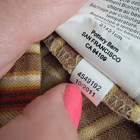 Pottery Barn 2 20x20 Inch Throw Pillow Covers Linen Cotton Blend Neutral Striped - Picture 4 of 11